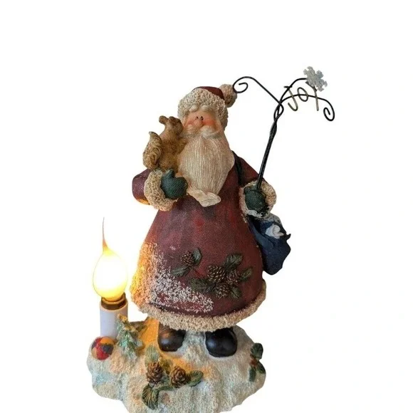 Santa Claus Fisherman Figure Light Up Squirrel Decor 9" x‎ 6.5"xx 5" Cabicore - Picture 4 of 5